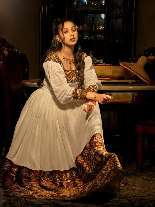 LONG SLEEVE HABESHA KEMIS – AUTHENTIC ETHIOPIAN TRADITIONAL DRESS & HABESHA DRESS