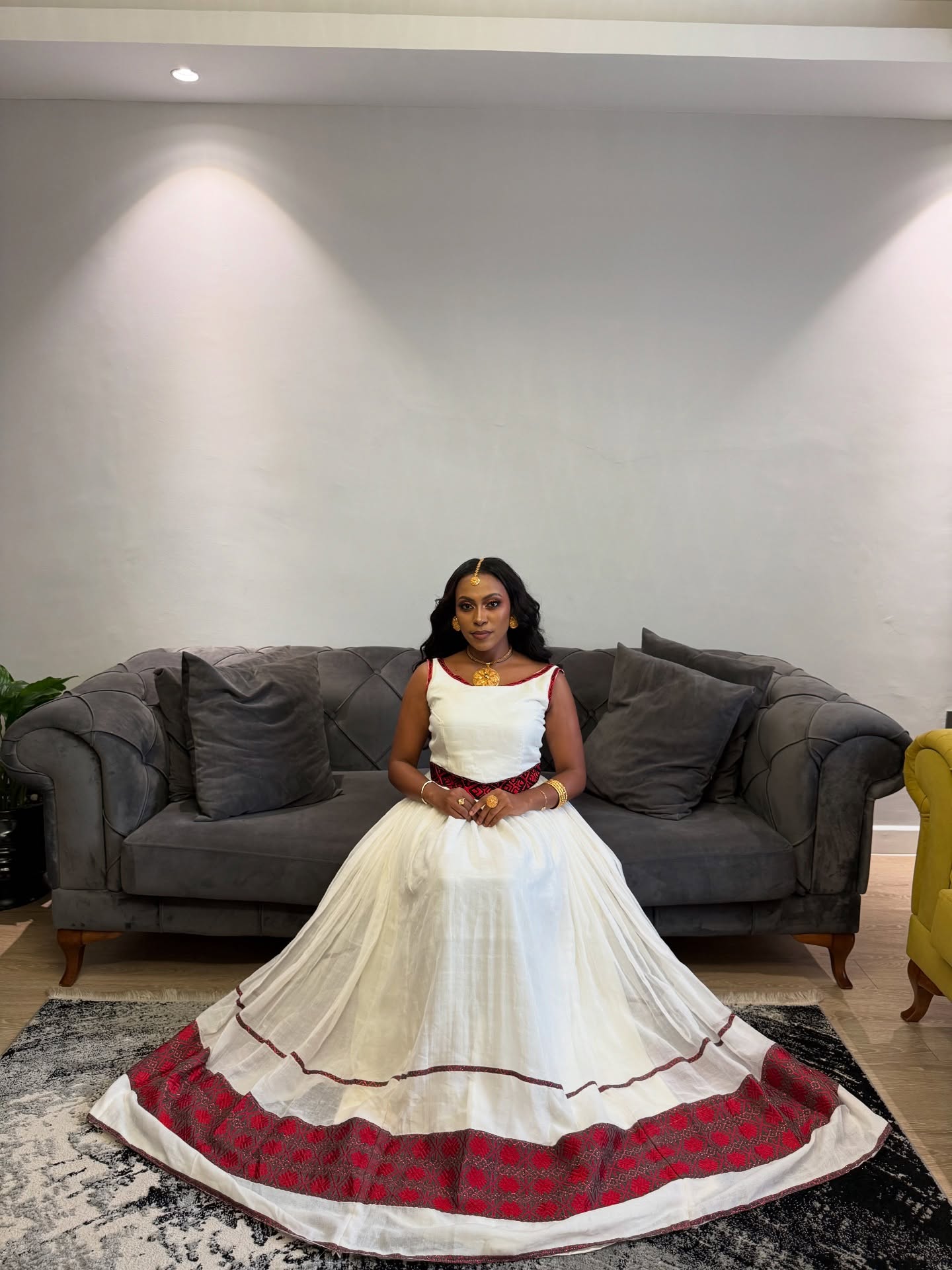 FIRDOS ERITREAN DRESS | RED PATTERN HABESHA KEMIS | FESTIVE HABESHA DRESS