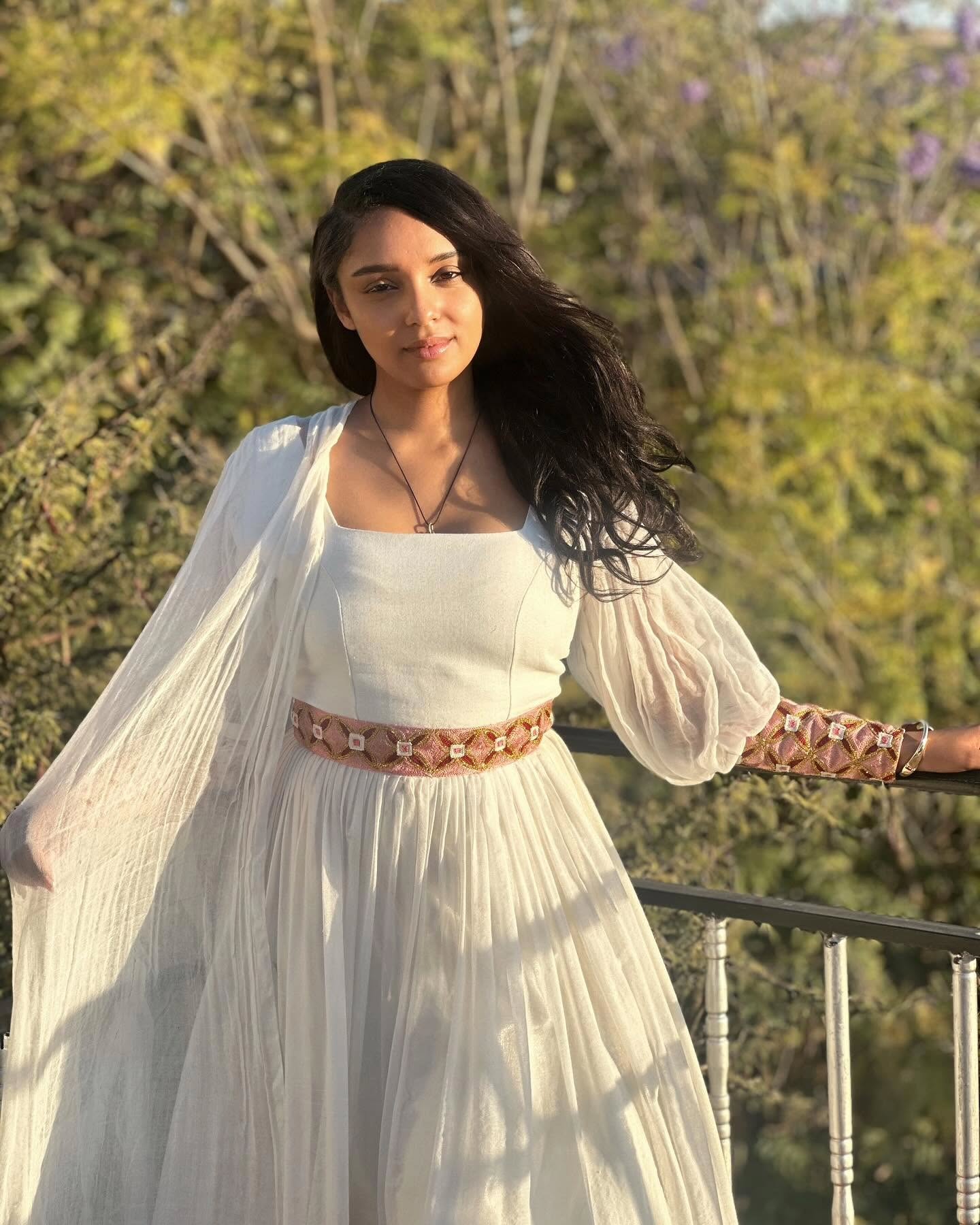 EHTALEM RADIANT TRADITIONAL ETHIOPIAN DRESS | HABESHA KEMIS WITH DELICATE HANDWOVEN DETAIL HABESHA DRESS STYLE