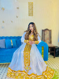 GOLDEN EMBROIDERY LONG SLEEVE HABESHA KEMIS | ETHIOPIAN TRADITIONAL DRESS & HABESHA DRESS