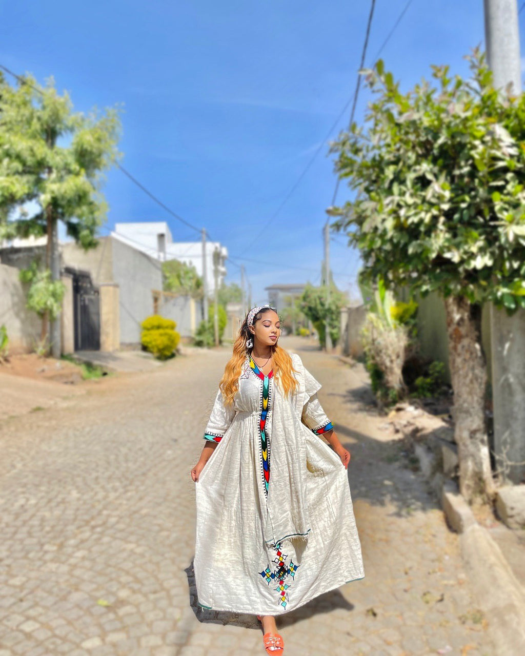 EDOM ETHIOPIAN CLOTHING | STYLISH HABESHA KEMIS | HANDWOVEN HABESHA DRESS