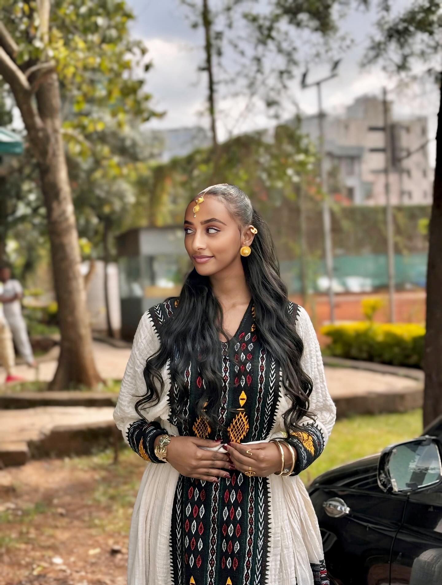 SASAHULSH GRACEFUL HABESHA DRESS | LONG SLEEVE HABESHA KEMIS | TRADITIONAL ETHIOPIAN CLOTHING