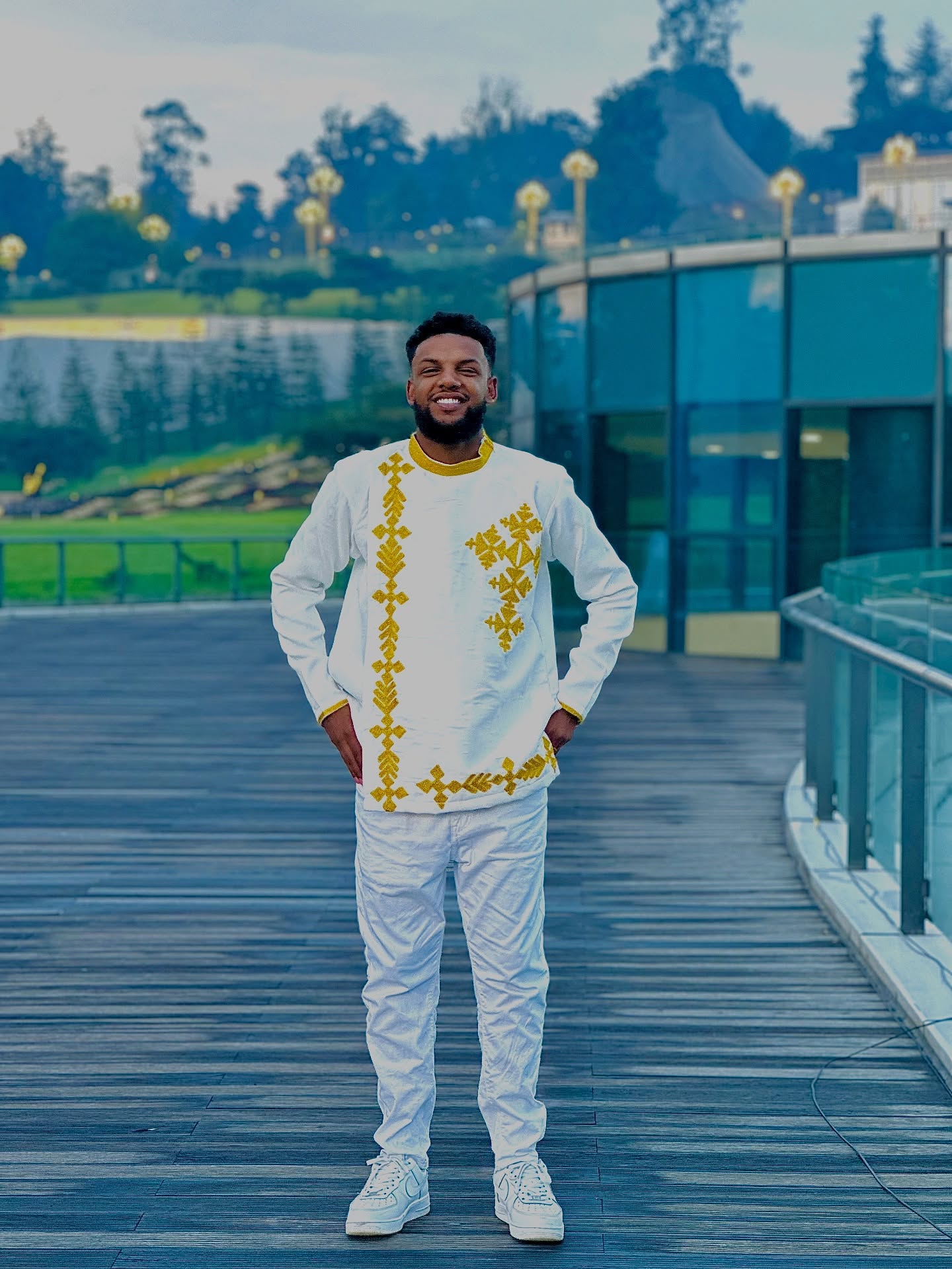 KALEAB MEN’S GOLDEN EMBROIDERY HABESHA SHIRT | ETHIOPIAN & ERITREAN TRADITIONAL ATTIRE | MEN'S OUTFIT