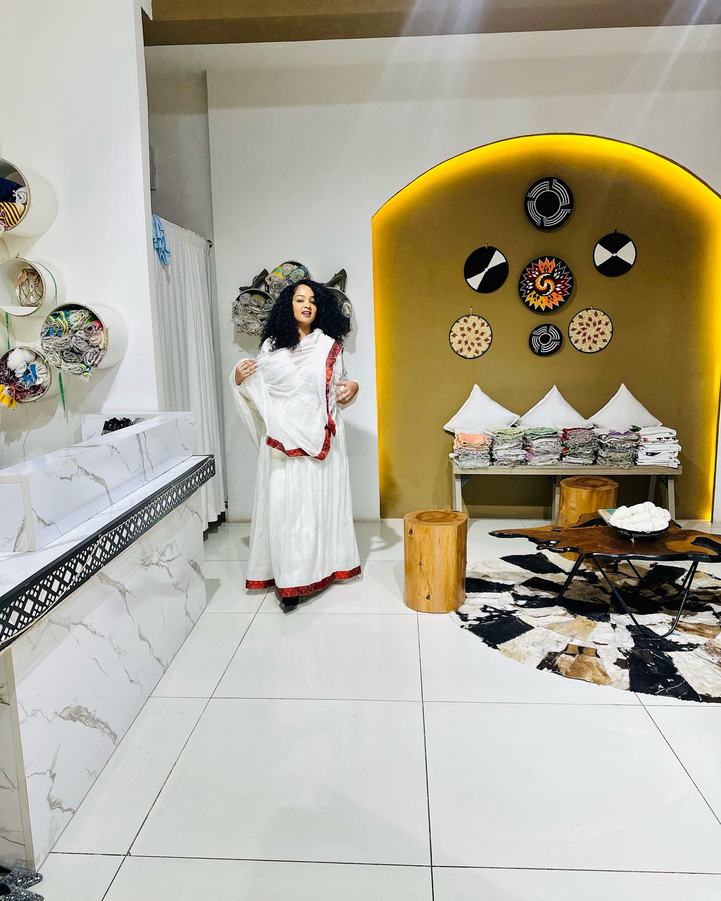 TIDENEK HABESHA DRESS | WHITE ETHIOPIAN TRADITIONAL DRESS WITH RED PATTERN | LONG SLEEVE HABESHA KEMIS