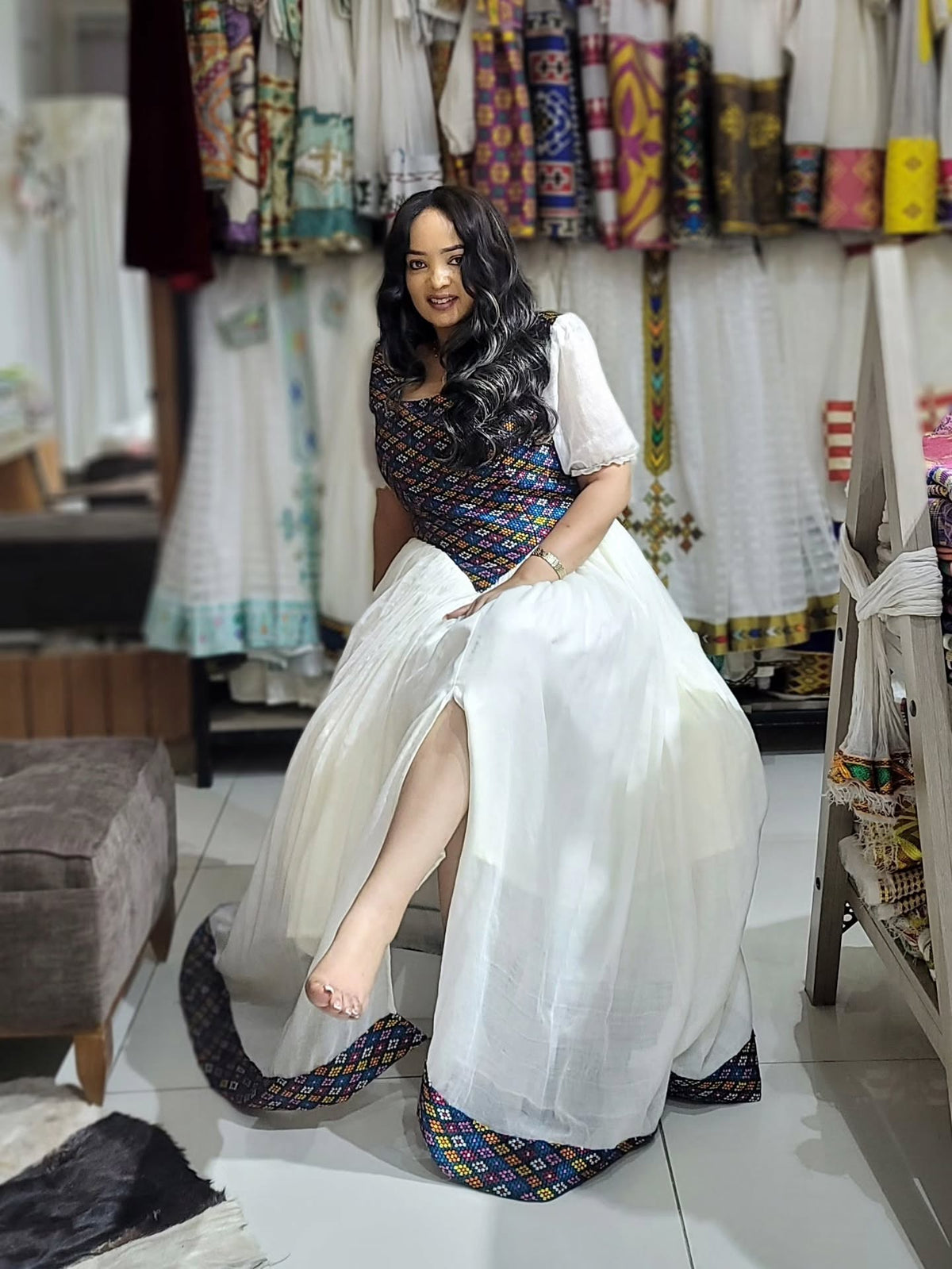 EJIGAYEW TRADITIONAL ETHIOPIAN DRESS | HABESHA DRESS & ETHIOPIAN TRADITIONAL CLOTHING | SHORT SLEEVE HABESHA KEMIS