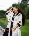 HANDCRAFTED ETHIOPIAN TRADITIONAL DRESS HABESHA KEMIS WITH CLASSIC DETAIL