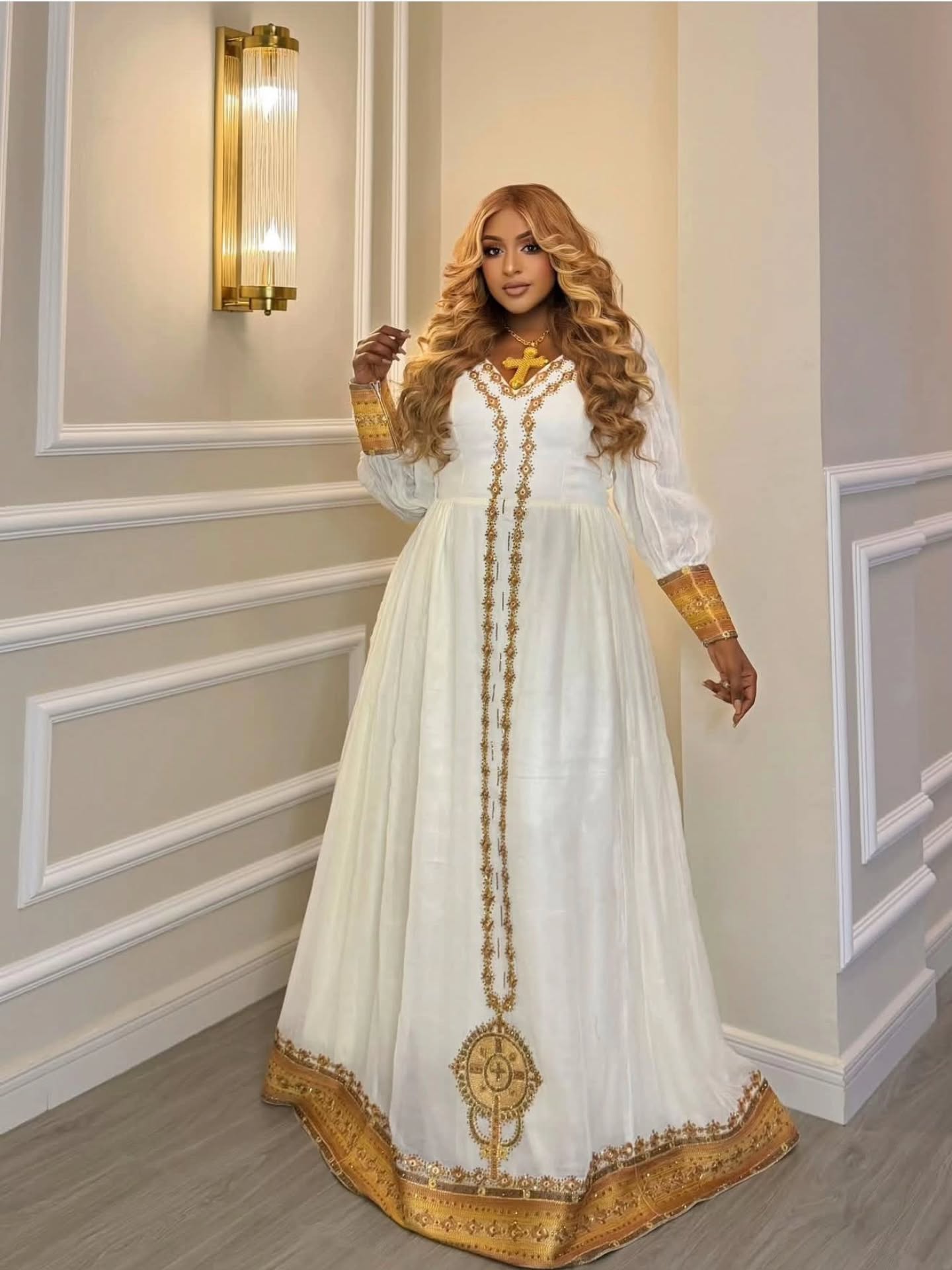 HABESHA KEMIS WITH GOLDEN EMBROIDERY