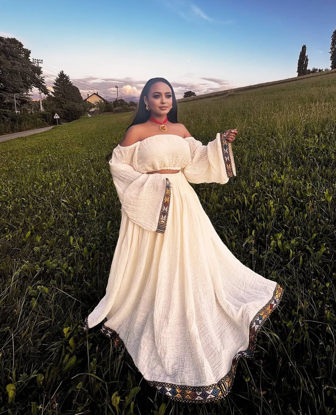 EXCLUSIVE OFF SHOULDER ETHIOPIAN DRESS | HANDWOVEN HABESHA STYLE