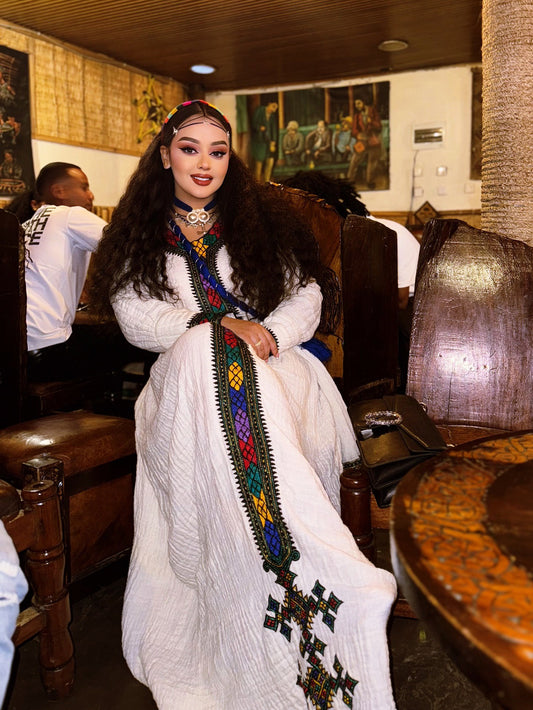 HANDWOVEN ETHIOPIAN DRESS | LONG SLEEVE HABESHA TRADITIONAL DESIGN
