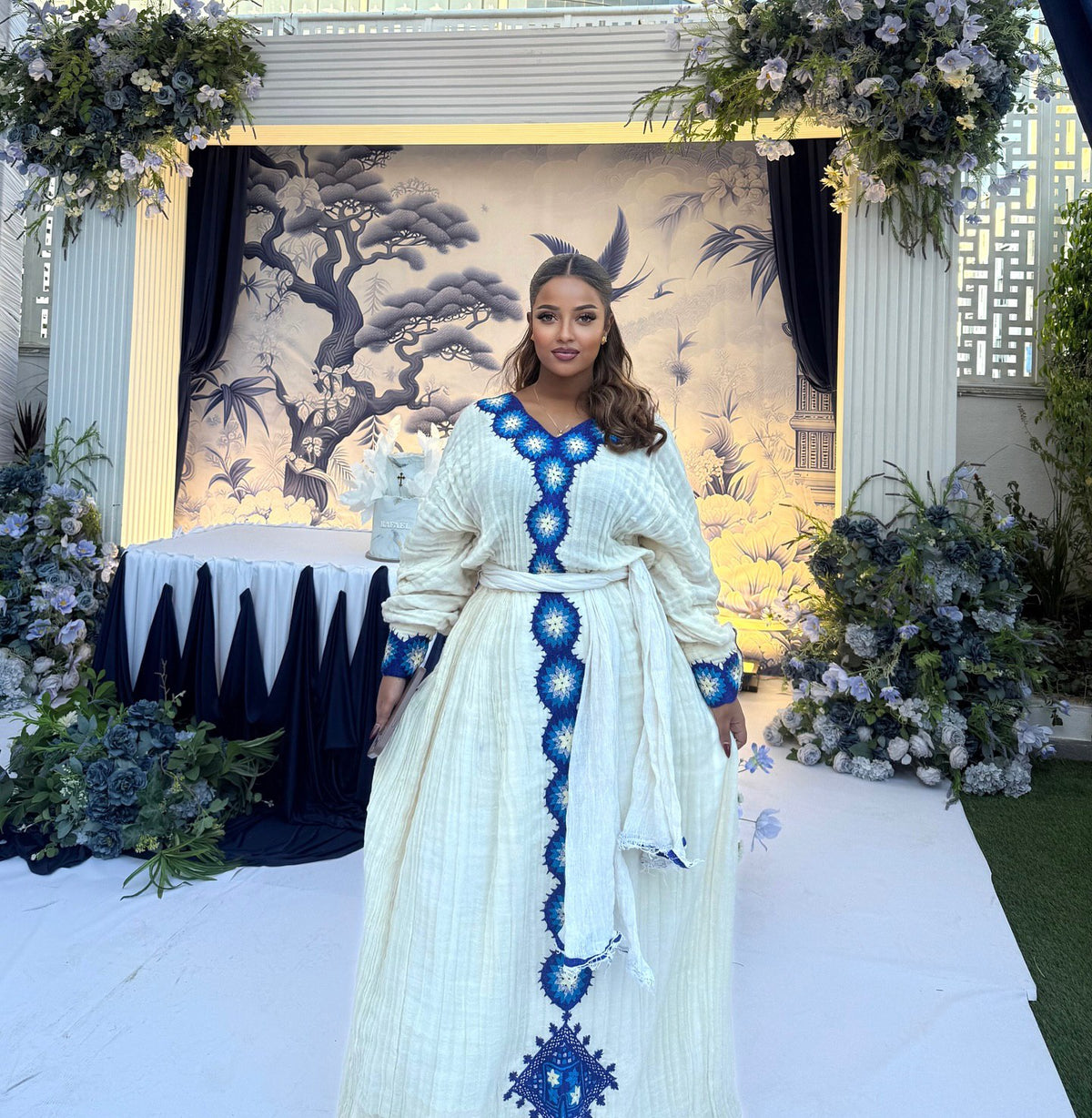 DIBABE MAJESTIC HABESHA KEMIS | ROYAL BLUE TILET HABESHA DRESS | ETHIOPIAN DRESS