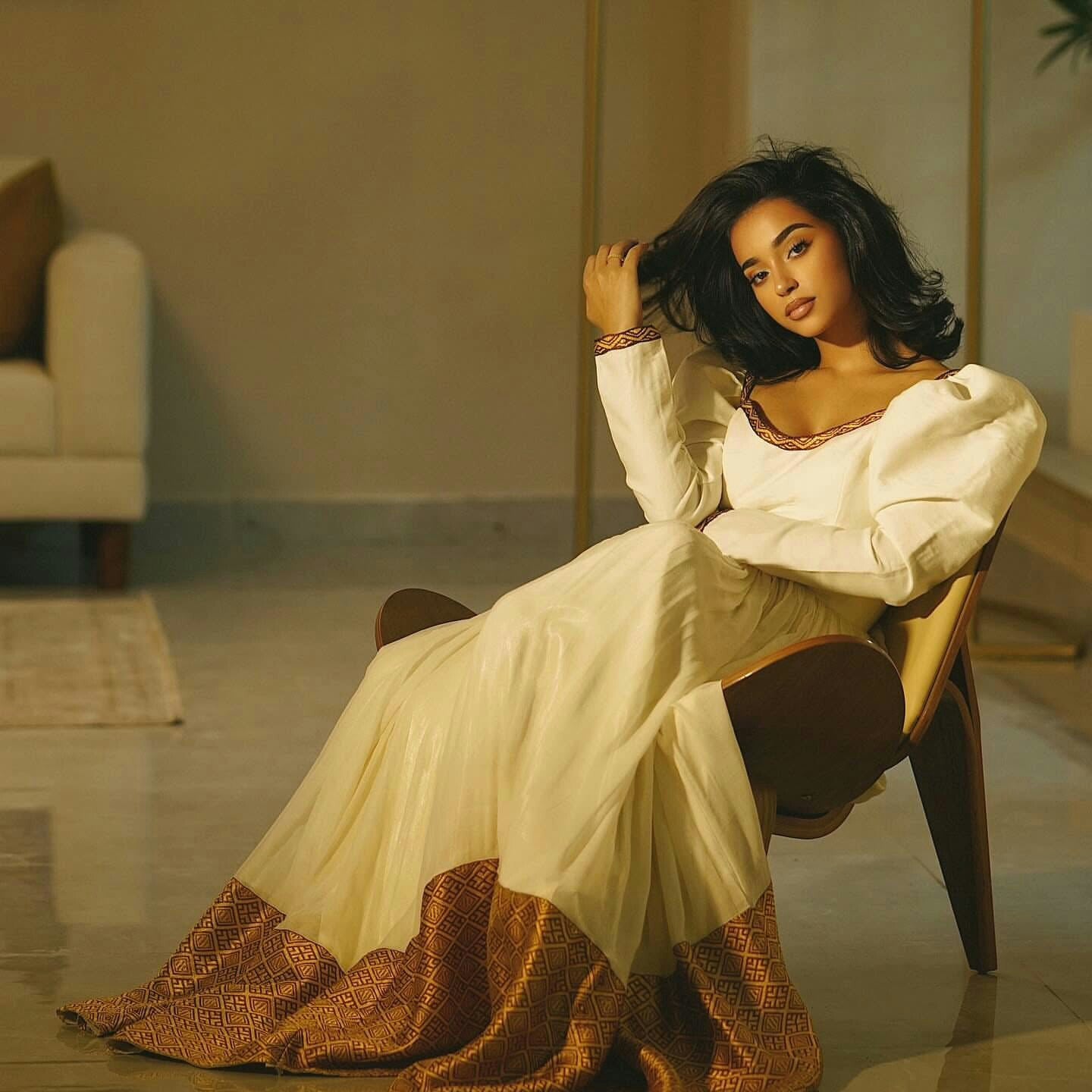 ELEGANT HABESHA TRADITIONAL DRESS | GOLD HEM ETHIOPIAN CLOTHING ONLINE