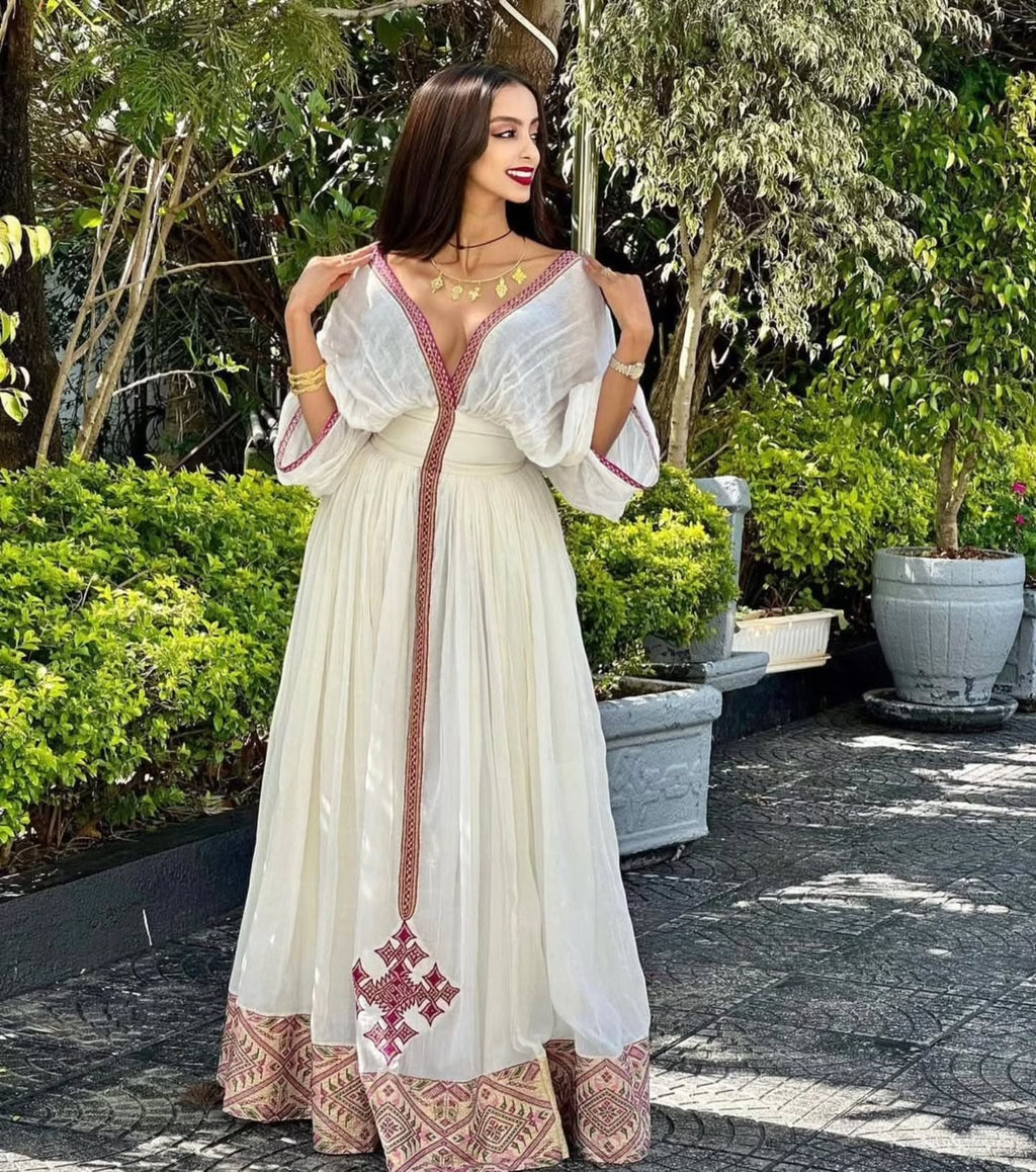 KEDAMAWIT PREMIUM HABESHA DRESS | ETHIOPIAN CLOTHING COLLECTION | HABESHA KEMIS ONLINE