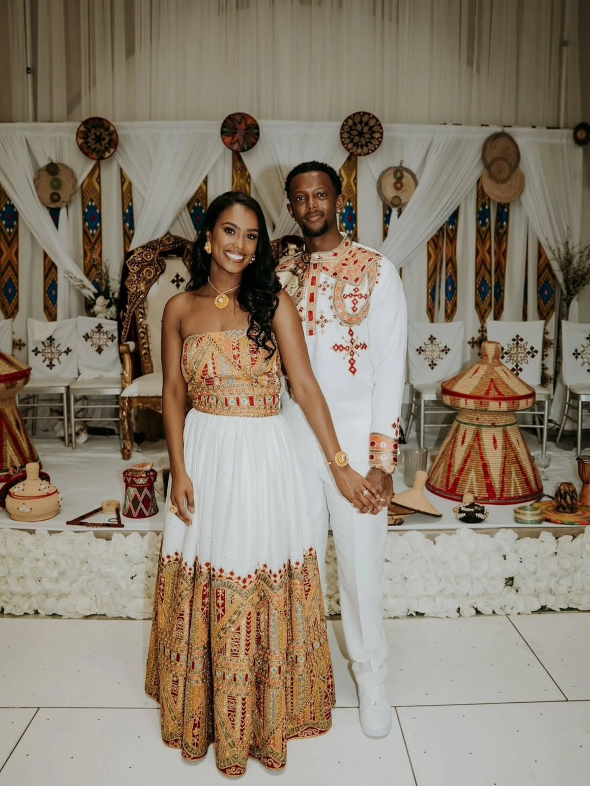 COORDINATED CULTURAL COUPLE SET WITH ELEGANT HANDWOVEN DETAIL