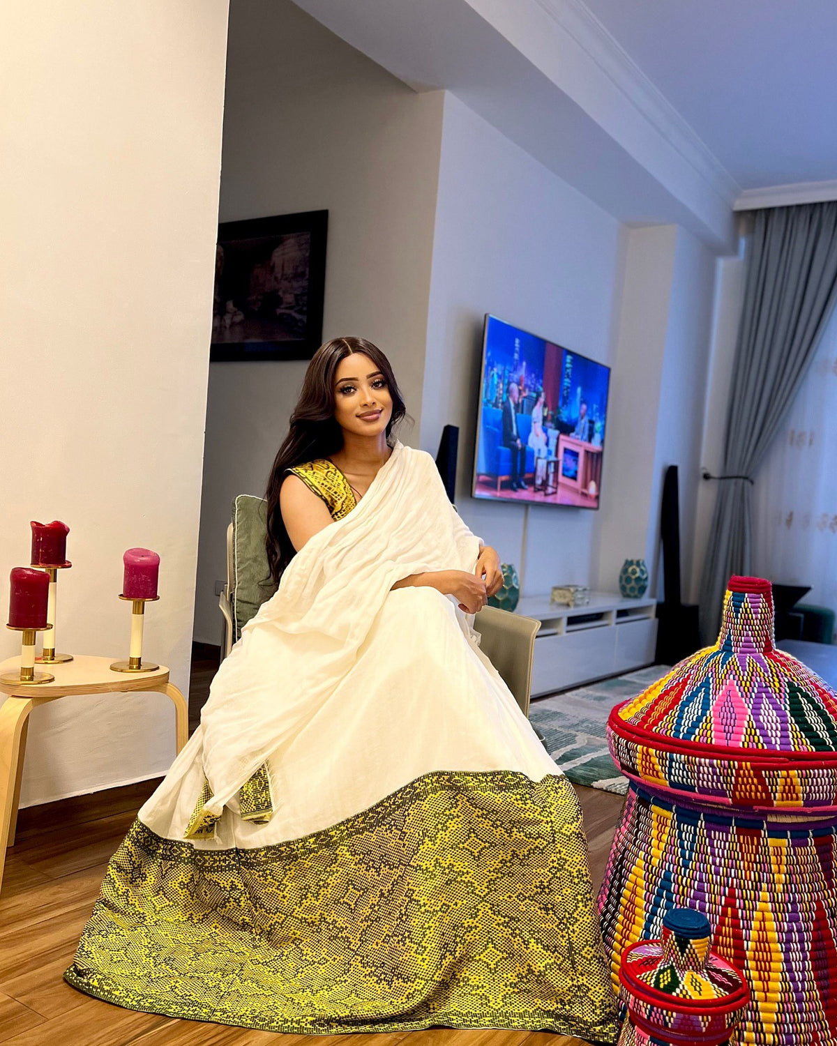 DISTINCTIVE HERITAGE HABESHA KEMIS WITH A REFINED HABESHA DRESS DESIGN ROOTED IN TRADITIONAL ETHIOPIAN DRESS 