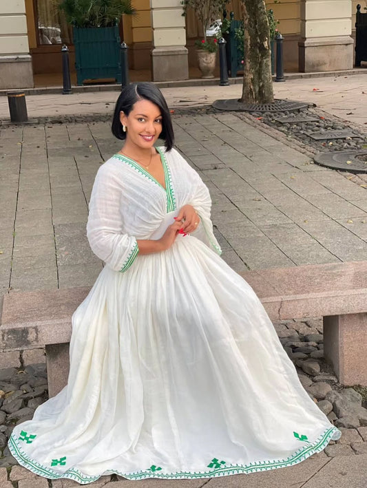 HABESHA KEMIS GRACEFUL CULTURAL MASTERPIECE HABESHA DRESS 