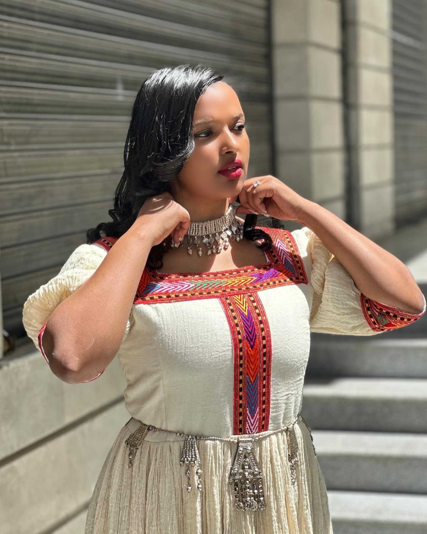 BIZUYE HANDWOVEN HABESHA KEMIS | SHORT SLEEVE HABESHA DRESS | CULTURAL ETHIOPIAN DRESS