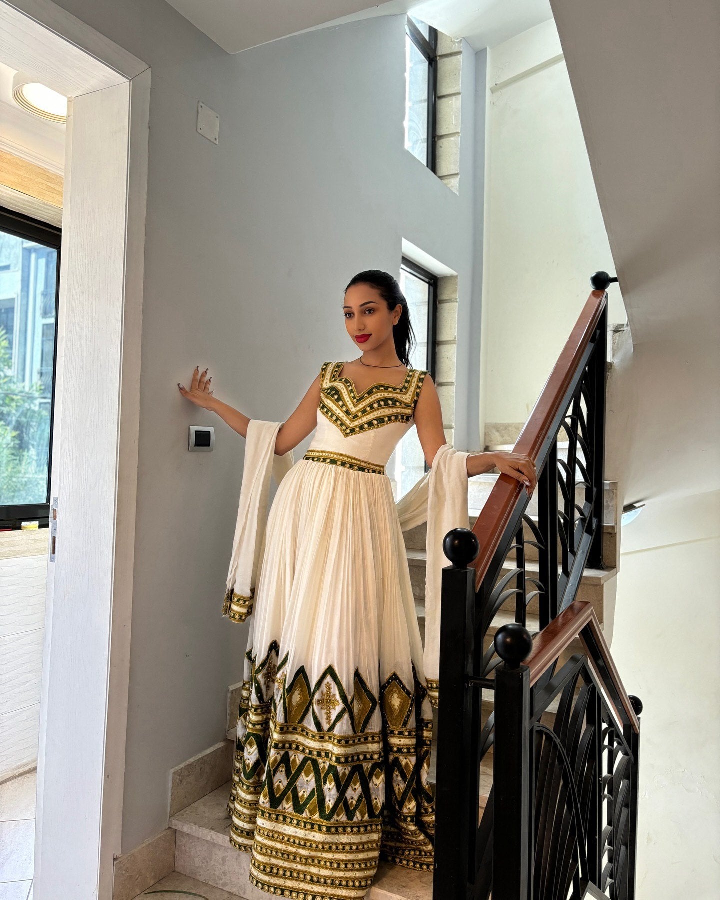 PREMIUM ETHIOPIAN TRADITIONAL WEDDING STYLE WITH CULTURAL EMBROIDERY