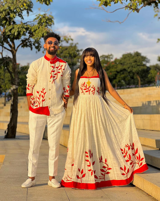 TRADITIONAL ETHIOPIAN COUPLE OUTFIT | MATCHING HABESHA SET
