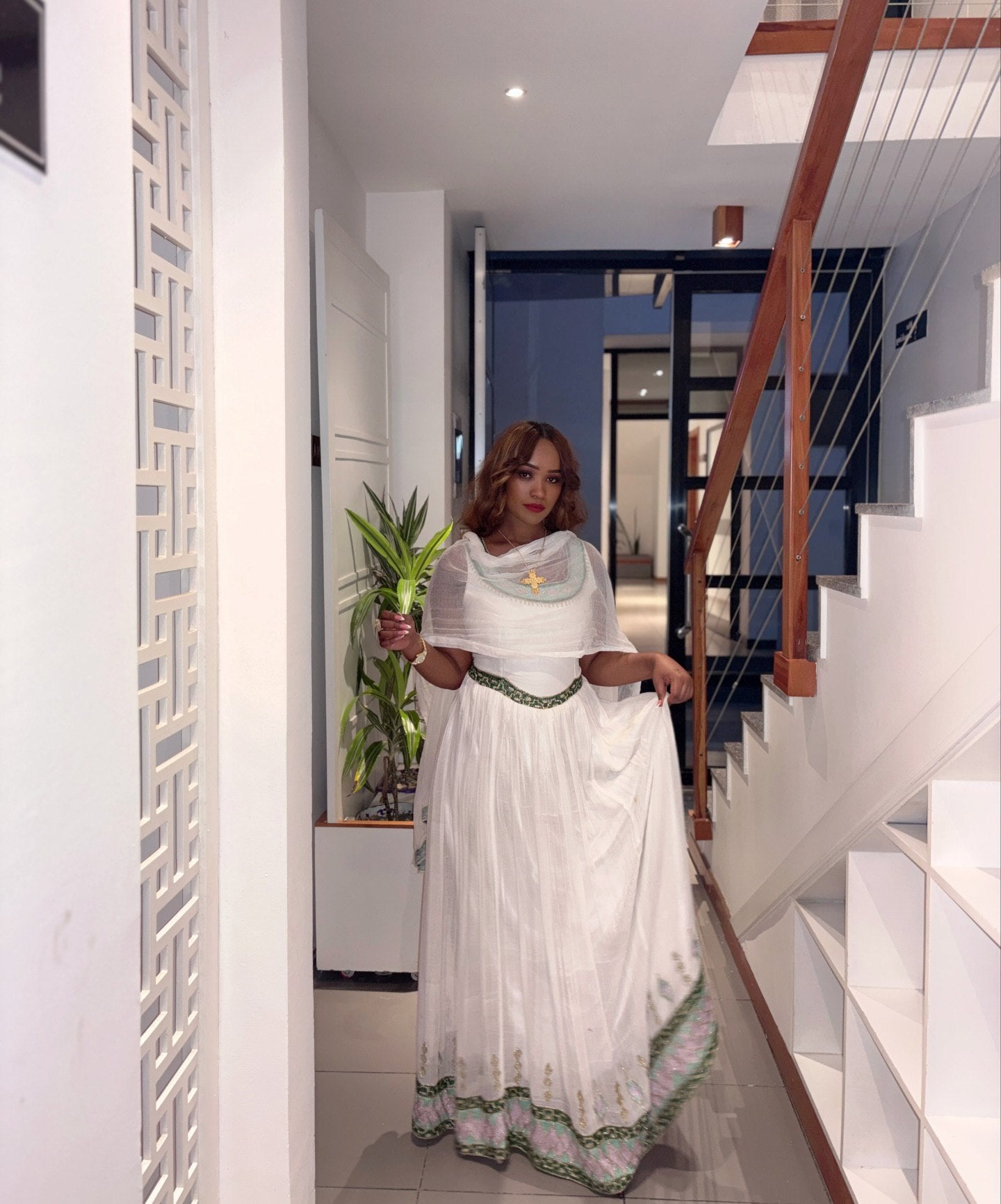 ETHIOPIAN TRADITIONAL DRESS FEATURING HABESHA DRESS AND HABESHA KEMIS STYLE