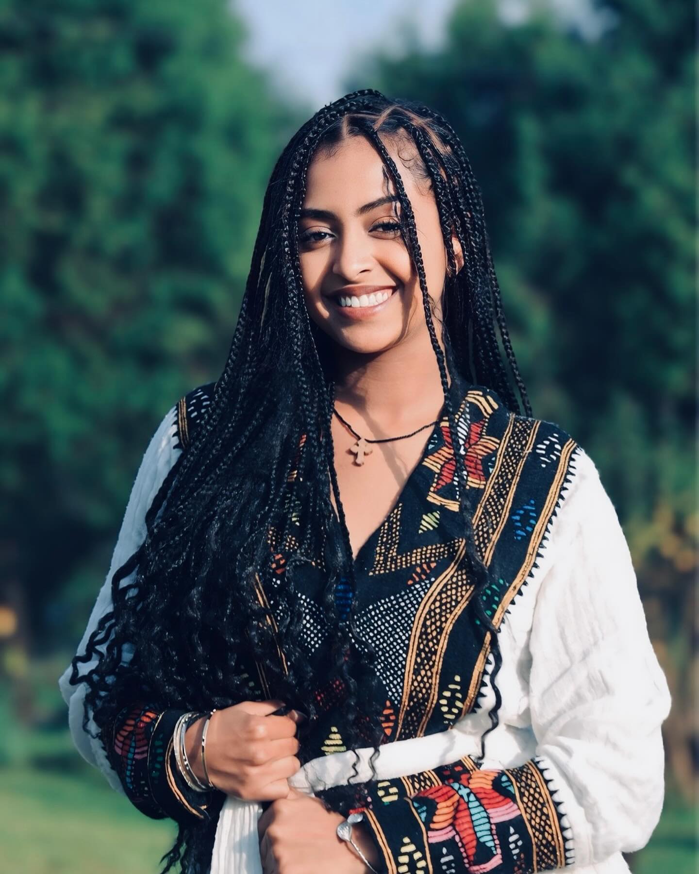 ETEGE HABESHA DRESS WITH LONG SLEEVES | MULTICOLOR PATTERN HABESHA KEMIS | ETHIOPIAN TRADITIONAL DRESS