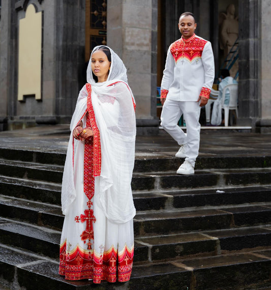HABESHA DRESS MATCHING WEAR TRADITIONAL ETHIOPIAN DRESS DESIGNED FOR COUPLES
