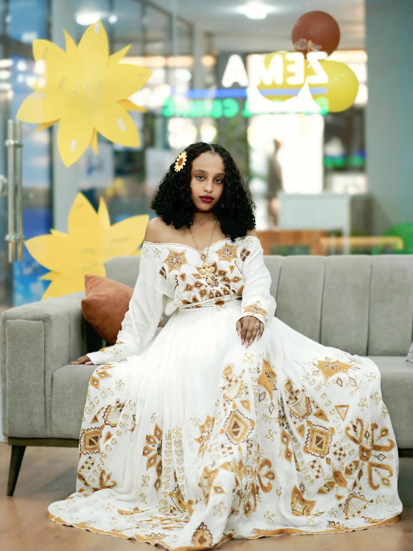 WUBEDIL OFF-SHOULDER HABESHA DRESS | TRADITIONAL ETHIOPIAN DRESS STYLE | HABESHA KEMIS COLLECTION