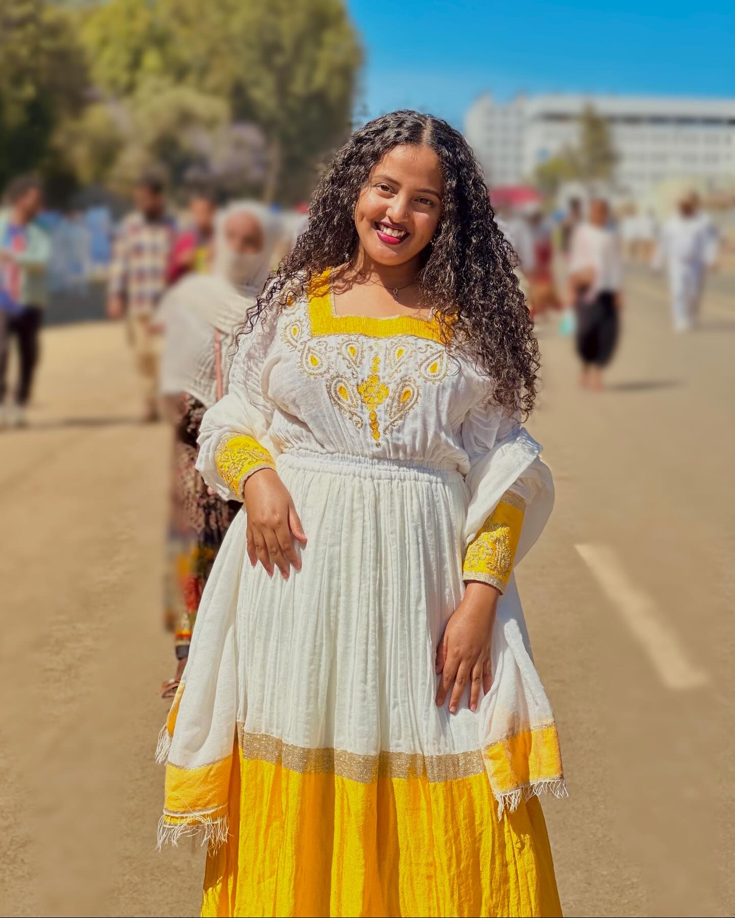 YELLOW WOVEN HABESHA DRESS CRAFTED AS A TIMELESS HABESHA KEMIS INSPIRED BY ETHIOPIAN CLOTHING HERITAGE