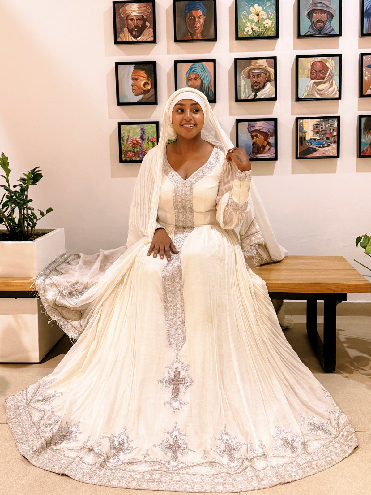 ELEGANT HABESHA DRESS TRADITIONAL EMBROIDERED HERITAGE ATTIRE