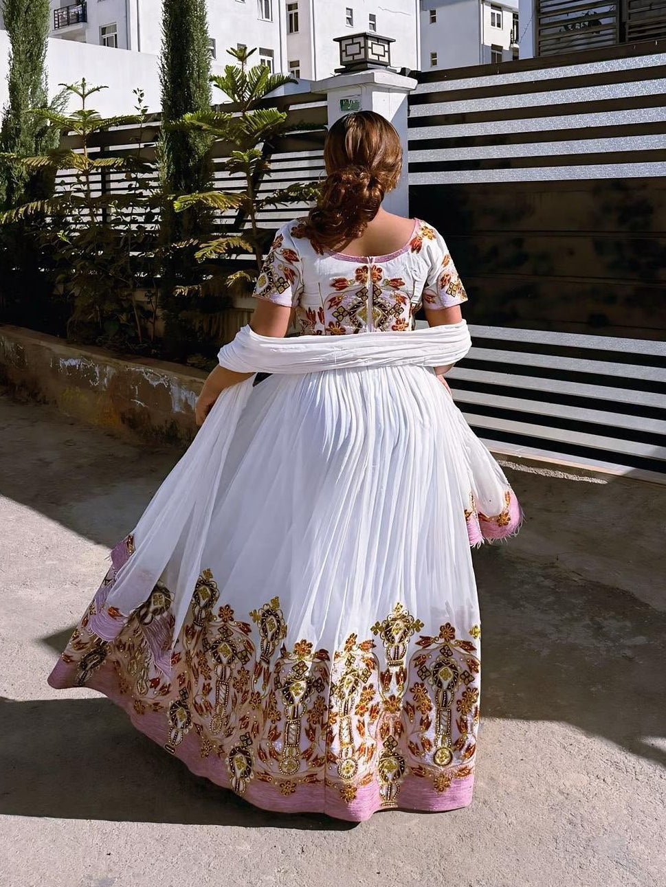 MISLE COLORFUL ETHIOPIAN DRESS | SHORT SLEEVE HABESHA KEMIS | TRADITIONAL HABESHA DRESS STYLE