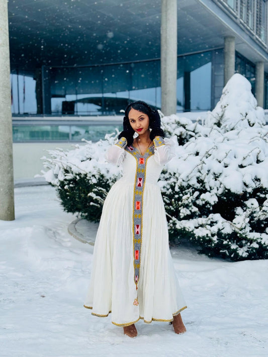ETHIOPIAN CLOTHING COLLECTION WITH LONG SLEEVE HABESHA KEMIS AND HABESHA DRESS DETAILS