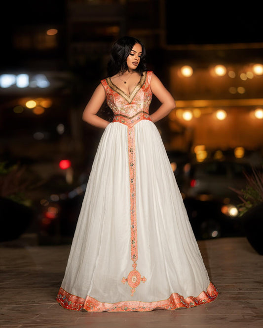 ETHIOPIAN CLOTHING DESIGN HABESHA KEMIS FOR TRADITIONAL WEDDING AND FORMAL CEREMONIES