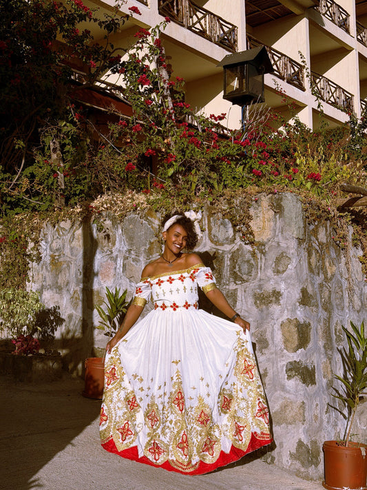 AUTHENTIC HABESHA OUTFIT FOR TRADITIONAL ETHIOPIAN WEDDING AND CULTURAL CEREMONIES