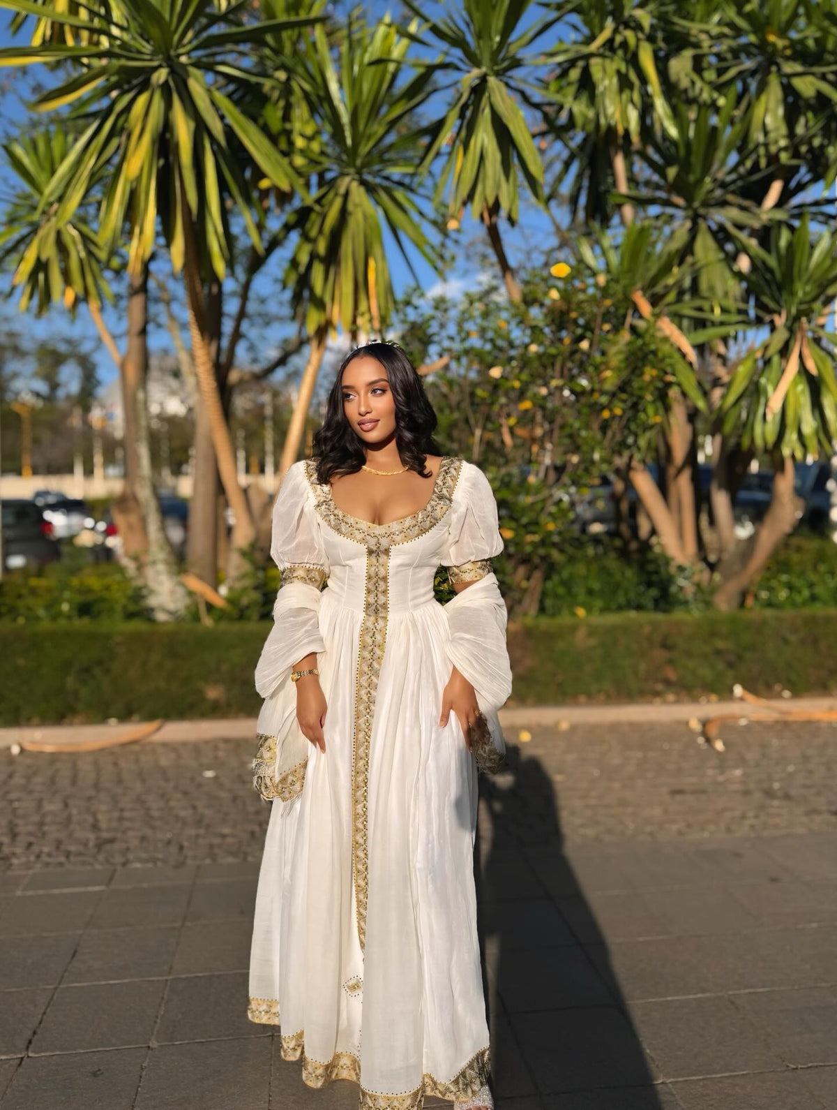 LUXURIOUS HABESHA DRESS & ETHIOPIAN TRADITIONAL DRESS | PUFF SLEEVE HABESHA KEMIS DESIGN