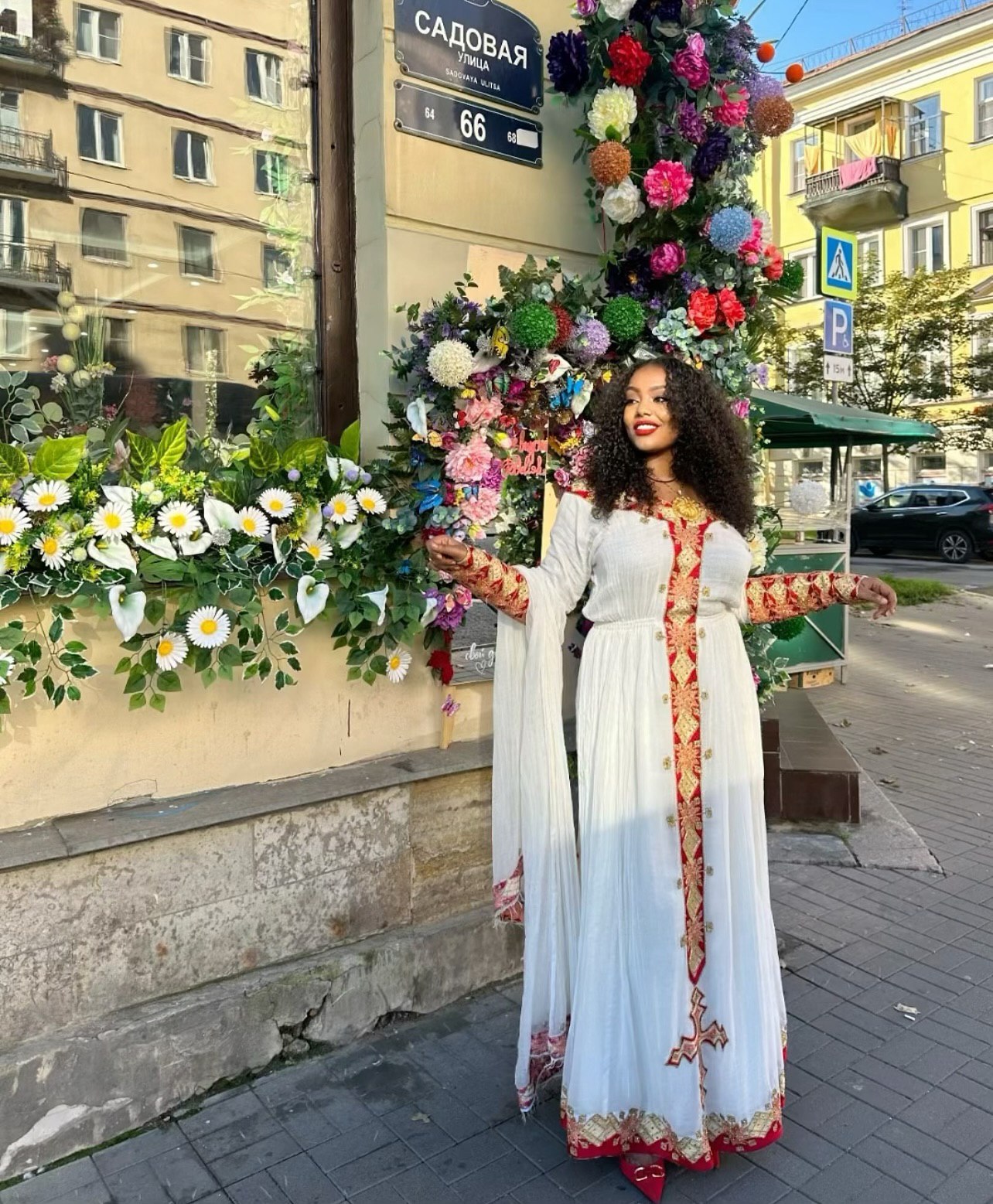 ZERTIHUN RED AND GOLDEN HABESHA KEMIS | HANDWOVEN HABESHA DRESS | TRADITIONAL ETHIOPIAN DRESS AND CULTURE