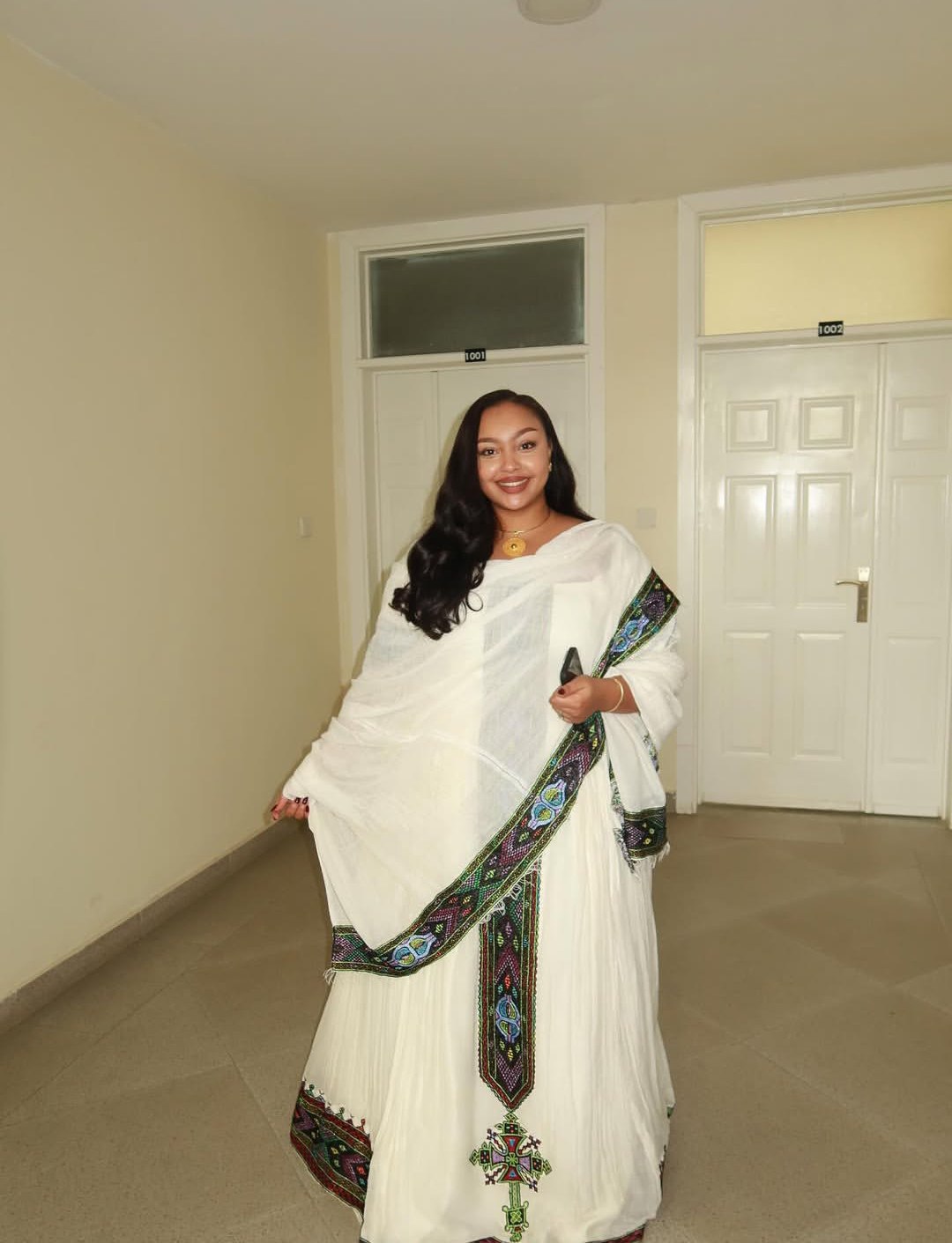 WESENE MULTICOLOR EMBROIDERY HABESHA KEMIS | SHORT SLEEVES HABESHA DRESS | TIMELESS ETHIOPIAN TRADITIONAL DRESS