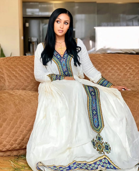 LONG SLEEVE HABESHA DRESS – TRADITIONAL ETHIOPIAN DRESS 