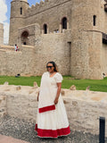 PUFF SLEEVE HABESHA DRESS WITH RED WOVEN DETAIL – TRADITIONAL ETHIOPIAN STYLE