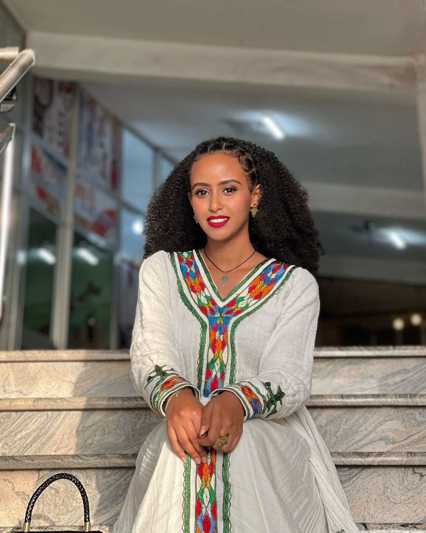 WUBE LONG SLEEVE HABESHA DRESS | MULTICOLOR EMBROIDERY HABESHA KEMIS | TIMELESS TRADITIONAL ETHIOPIAN CLOTHING