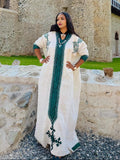 GREEN AND BLACK EMBROIDERY LONG SLEEVE HABESHA DRESS – AUTHENTIC TRADITIONAL ETHIOPIAN CLOTHING WITH ERITREAN INFLUENCE