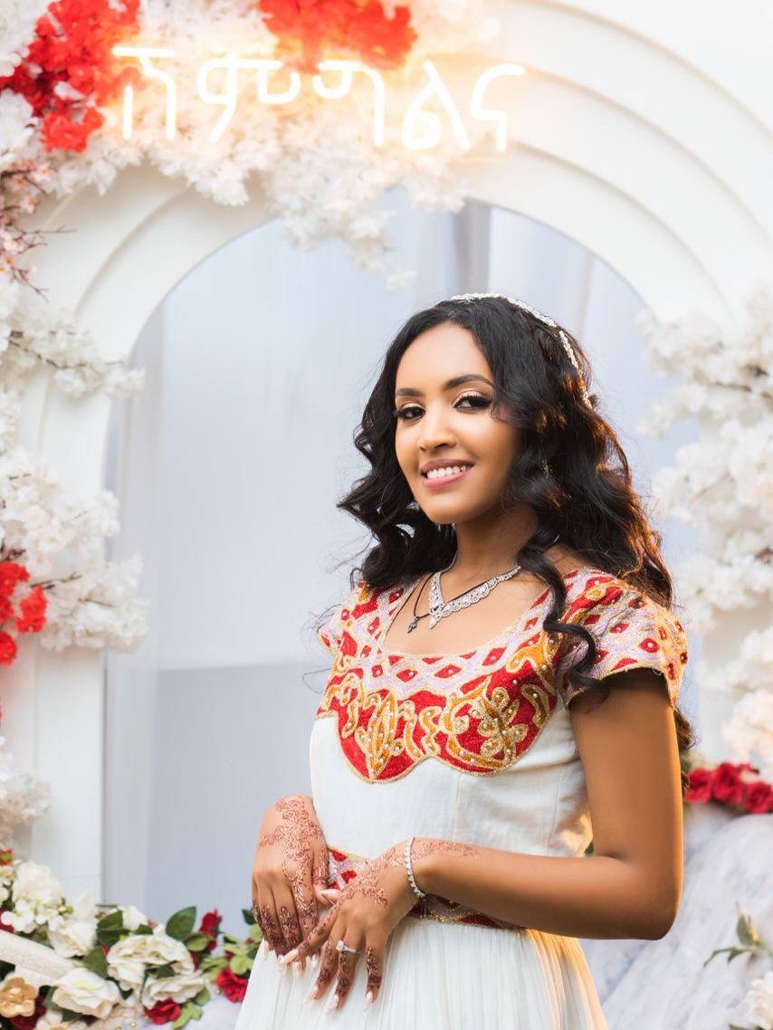 REDIETNESH RADIANT HABESHA KEMIS | RED AND GOLDEN HABESHA DRESS | ETHIOPIAN WEDDING DRESS