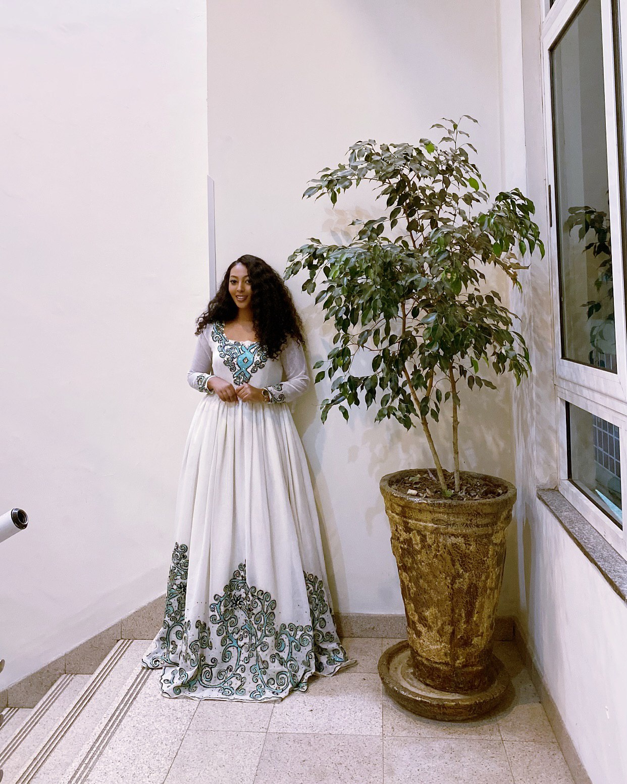 SHITA LONG SLEEVE HABESHA DRESS | HAND-EMBROIDERED DETAIL HABESHA KEMIS | CLASSIC ETHIOPIAN DRESS