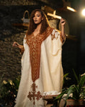 Alem - Brown and Gold Embroidered Habesha Kemis | Elegant Habesha Clothing Hab307