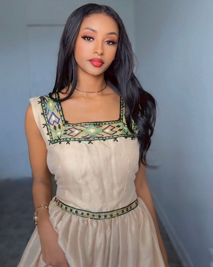 ELSABETH ETHIOPIAN TRADITIONAL DRESS | MINIMALIST HABESHA KEMIS | SIMPLE HABESHA DRESS