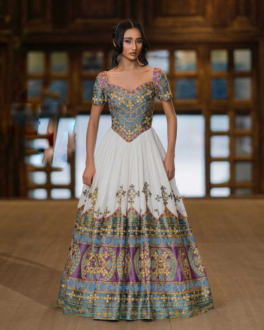 modern ethiopian wedding dress FIYONA | LUXURIOUS HABESHA KEMIS Handcrafted by skilled Ethiopian waist:S asymmetrical one shoulder dress Green Satin Maxi Dress