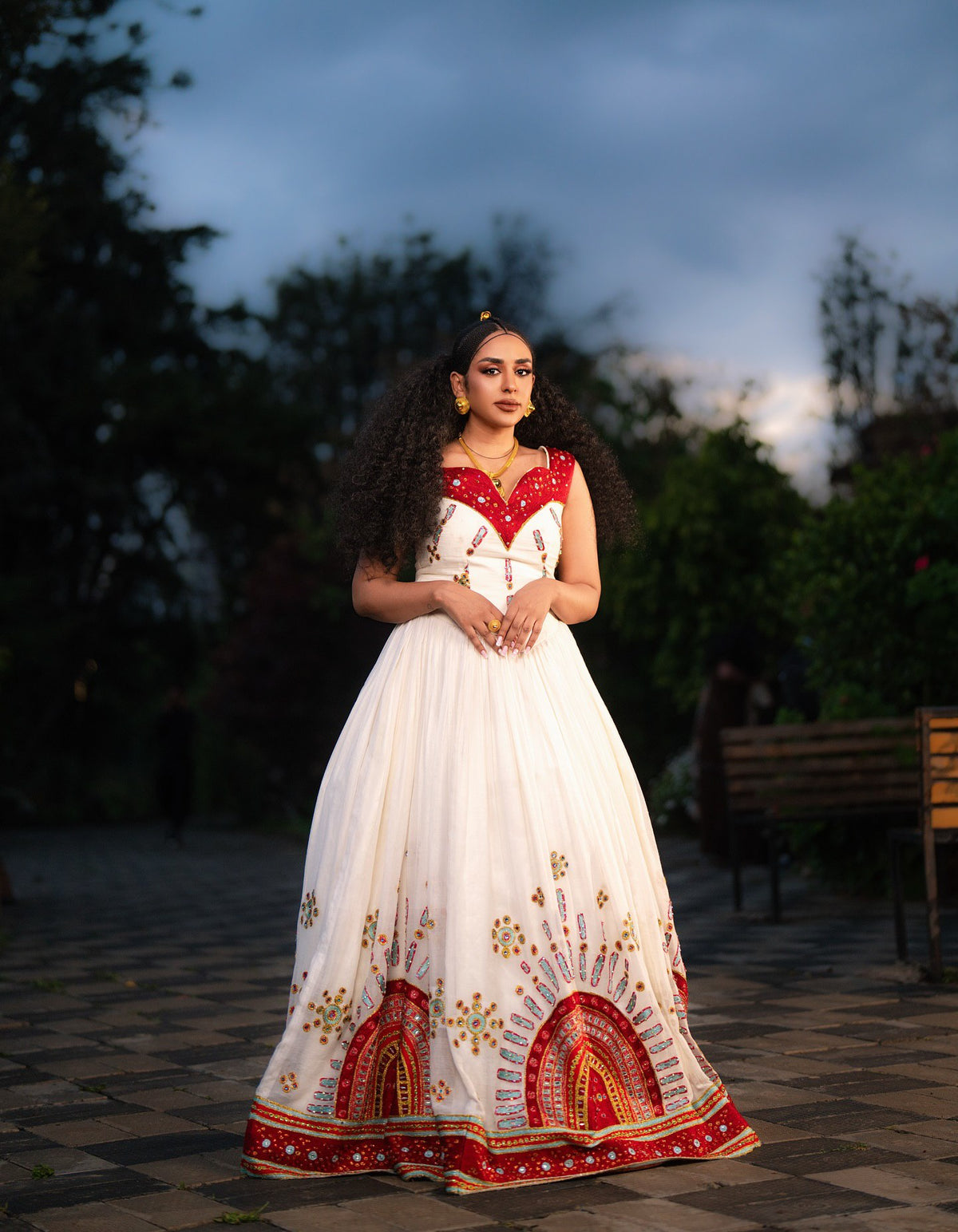 BLEN ELEGANT ETHIOPIAN HABESHA DRESS | INTRICATE RED AND GOLD EMBROIDERY ETHIOPIAN HABESHA KEMIS | PERFECT ETHIOPIAN CLOTH FOR CELEBRATIONS AND WEDDINGS
