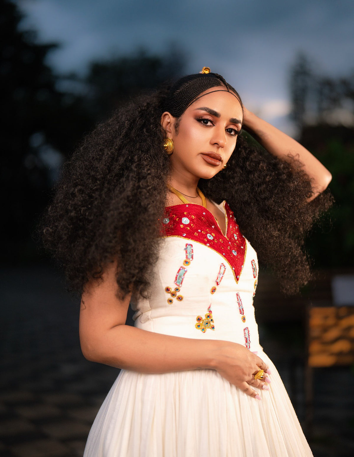 BLEN ELEGANT ETHIOPIAN HABESHA DRESS | INTRICATE RED AND GOLD EMBROIDERY ETHIOPIAN HABESHA KEMIS | PERFECT ETHIOPIAN CLOTH FOR CELEBRATIONS AND WEDDINGS