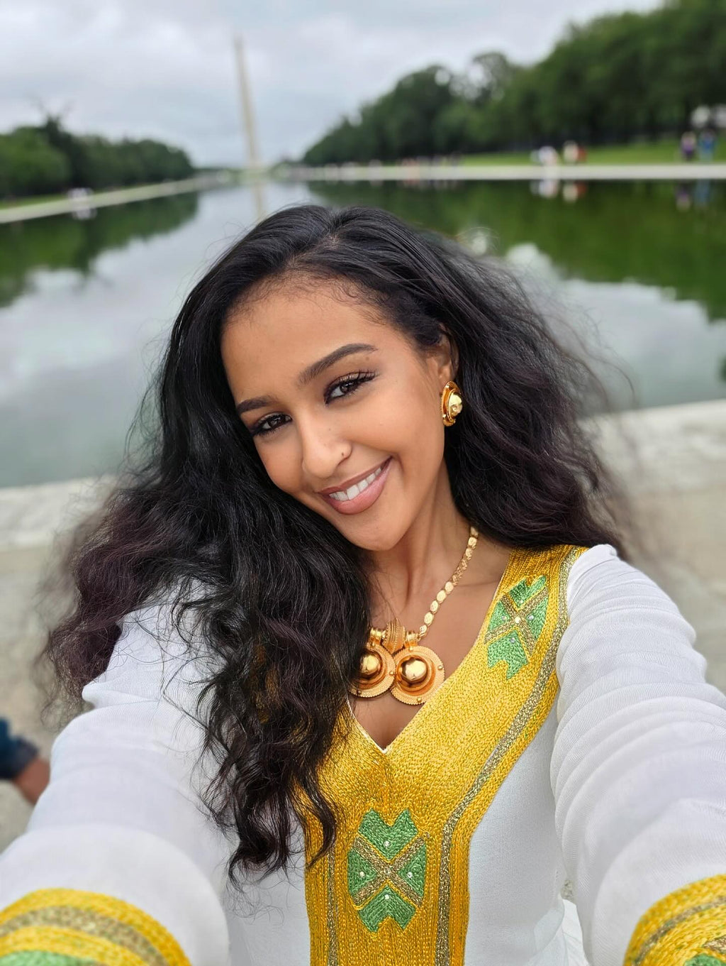 EMEBET HABESHA DRESS | TRADITIONAL  YELLOW AND GREEN EMBROIDERY HABESHA KEMIS | TIMELESS TRADITIONAL ETHIOPIAN CLOTHING