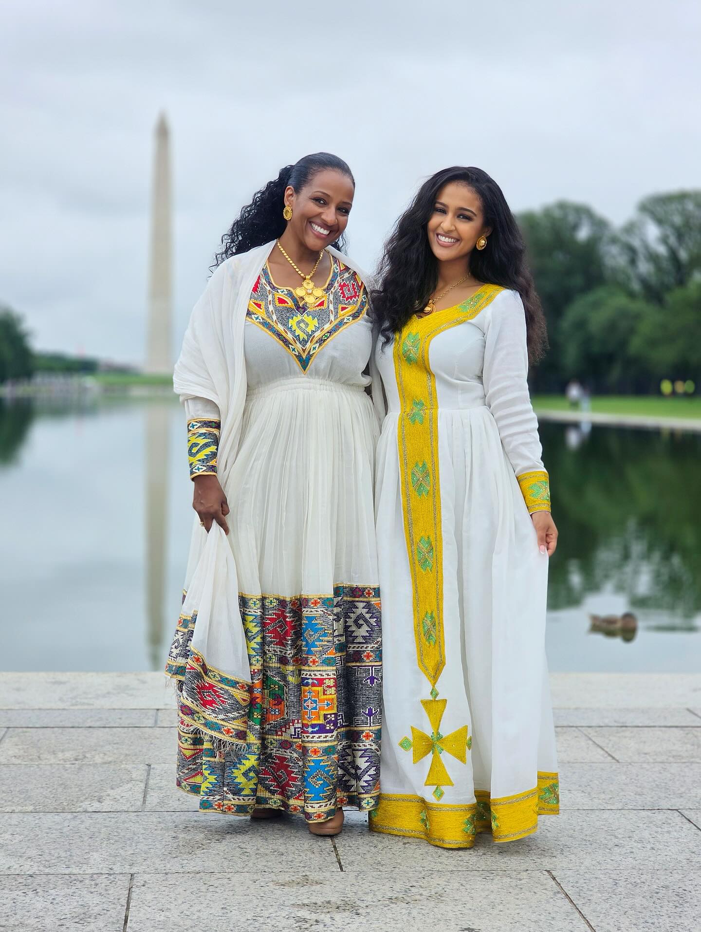 EMEBET HABESHA DRESS | TRADITIONAL  YELLOW AND GREEN EMBROIDERY HABESHA KEMIS | TIMELESS TRADITIONAL ETHIOPIAN CLOTHING