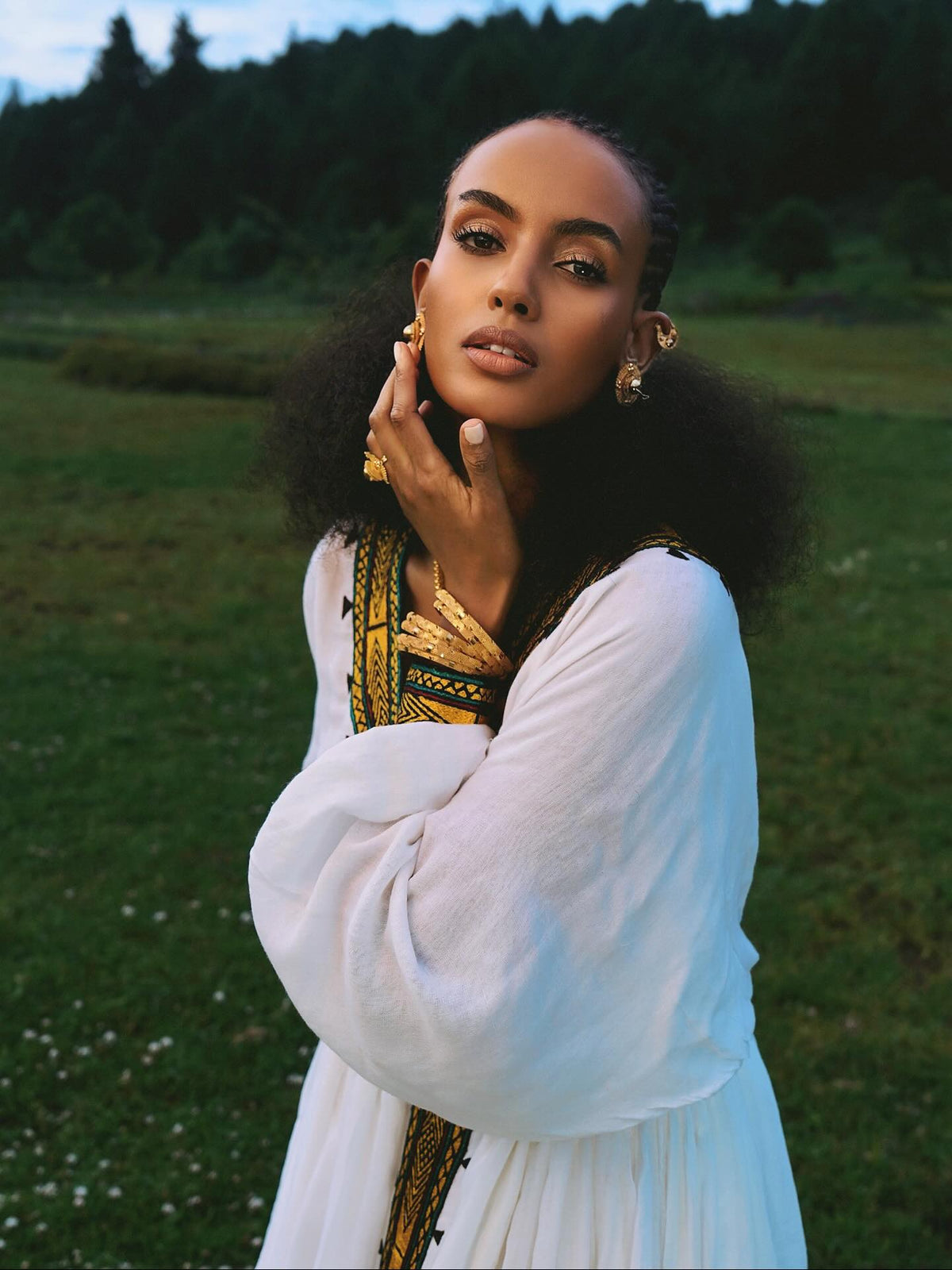 TIHTINA ELEGANT ETHIOPIAN HABESHA KEMIS | BLACK AND GOLD TILF DESIGN HABESHA DRESS | CULTURAL ETHIOPIAN DRESS FOR HOLIDAYS