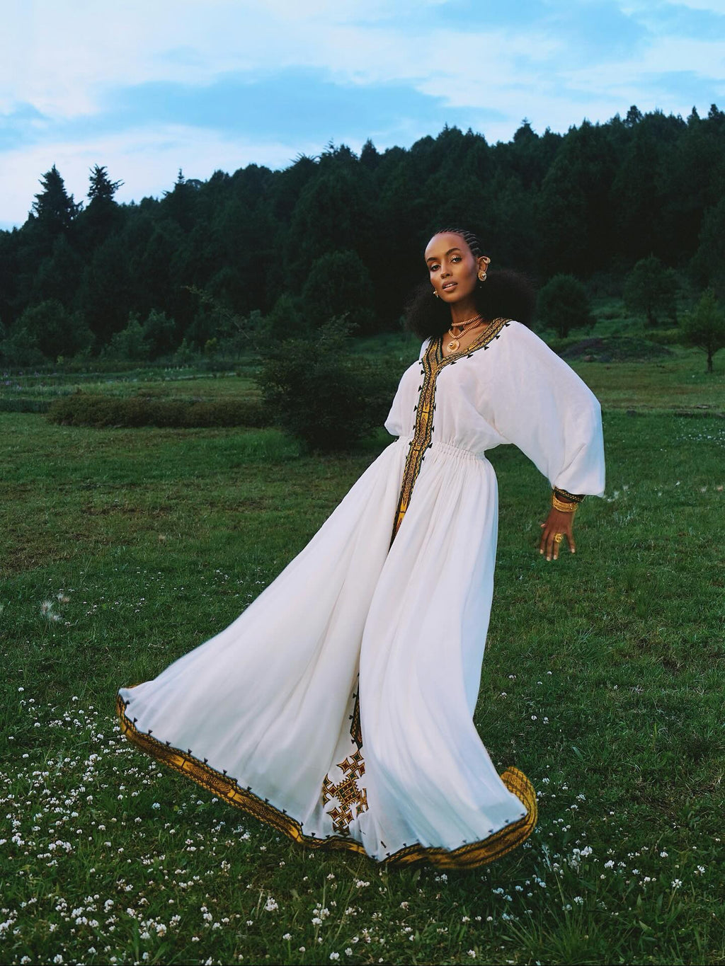 TIHTINA ELEGANT ETHIOPIAN HABESHA KEMIS | BLACK AND GOLD TILF DESIGN HABESHA DRESS | CULTURAL ETHIOPIAN DRESS FOR HOLIDAYS